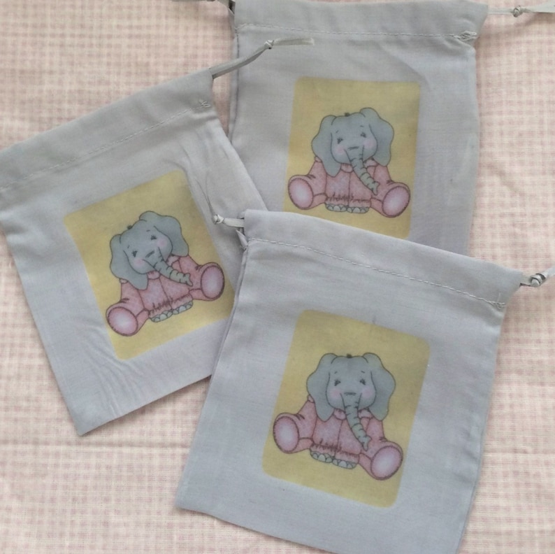 yellow Baby Shower Favor Bags gray Elephant Child/'s Party Favor Bags set of 10 Pink