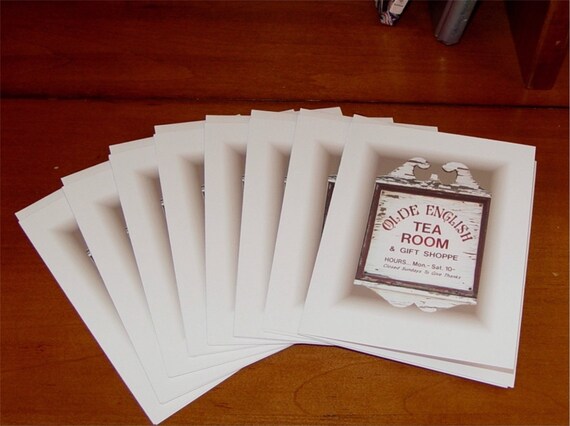 8 Note Cards Olde English Tea Room Antique Sign Old Sign Blank Cards Thank You Cards