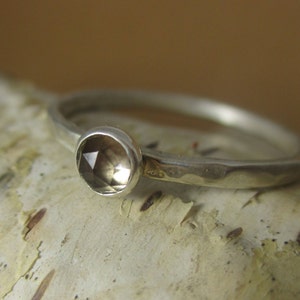 Simple Sterling and Fine Silver Smokey Quartz Ring image 2