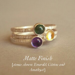 Pick 3 Mother's Day Every Day Tiny Stacking Rings Sterling and fine silver Your choice of birthstones or any stone image 3