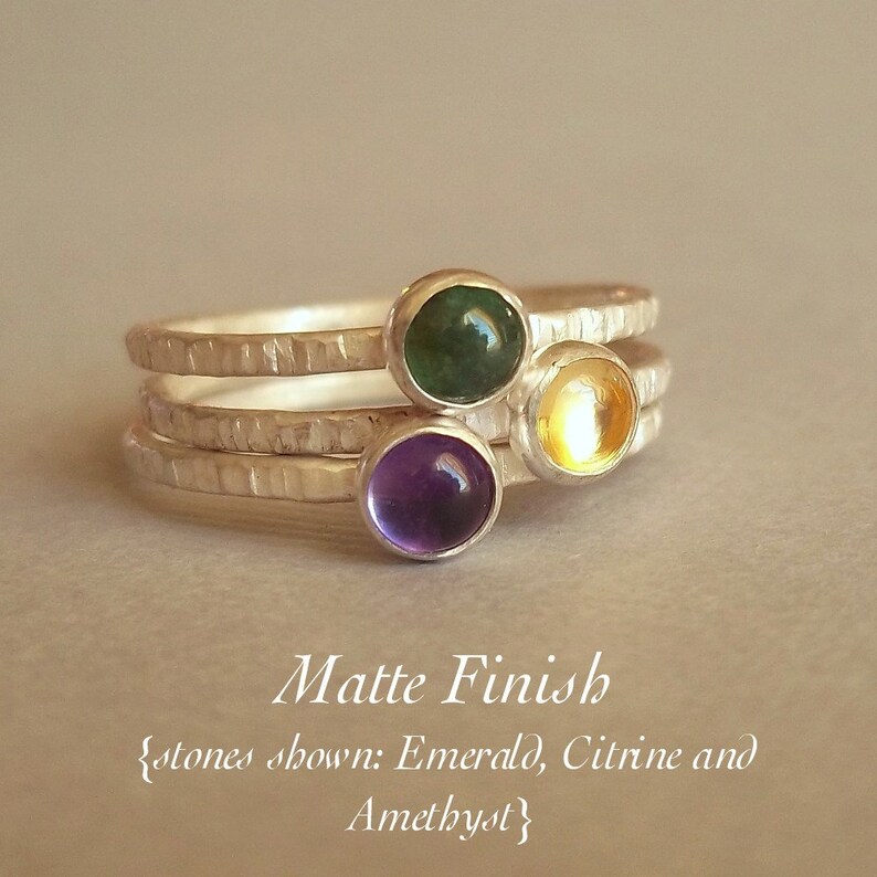 Pick 3 Mother's Day Every Day Tiny Stacking Rings Sterling and fine silver Your choice of birthstones or any stone image 3