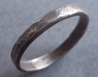 Simple Hammered Band.  Sterling Silver