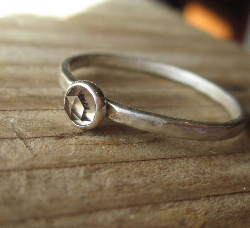 Simple Sterling and Fine Silver Smokey Quartz Ring image 1