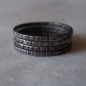 Tiny Stoneless Stackers Set of 2 Sterling Silver Rustic Rings image 2