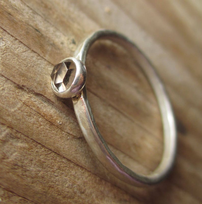 Simple Sterling and Fine Silver Smokey Quartz Ring image 3