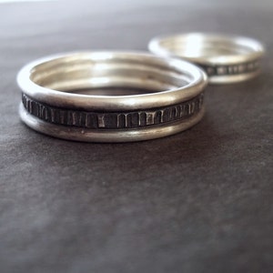 Set of Simple Sterling Wedding Bands one 4mm and one 6mm wide image 1