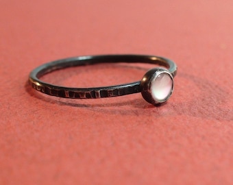 Tiny Mother of Pearl Ring - Sterling and Fine Silver