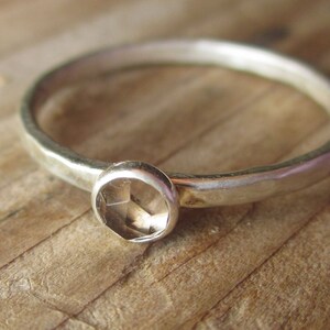 Simple Sterling and Fine Silver Smokey Quartz Ring image 4