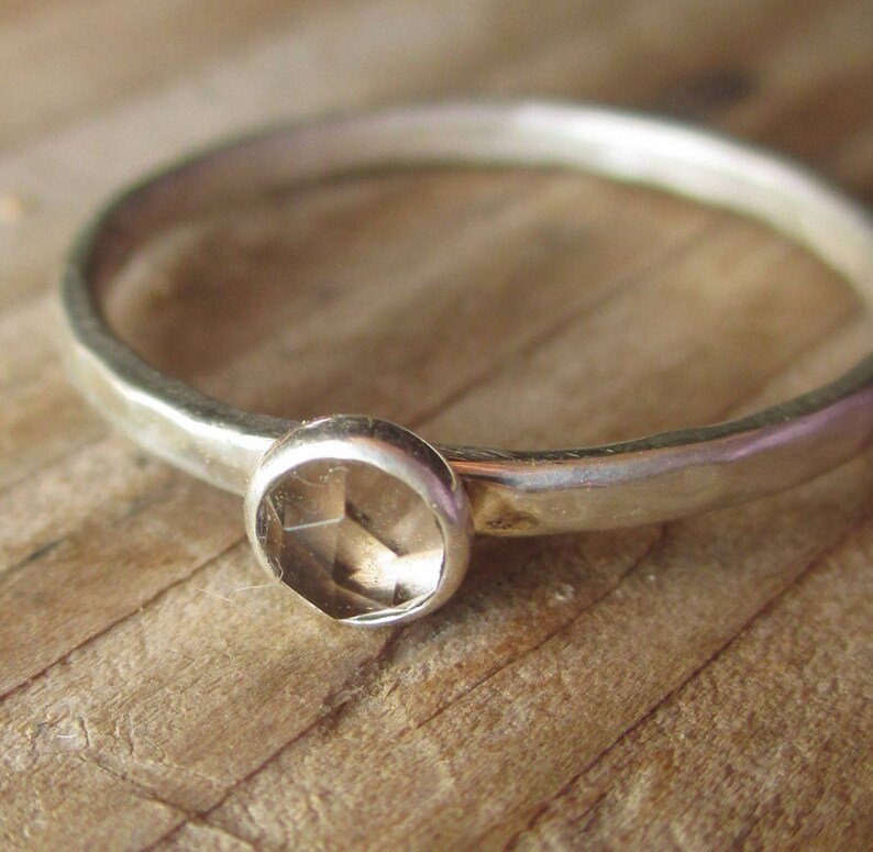 Simple Sterling and Fine Silver Smokey Quartz Ring image 4