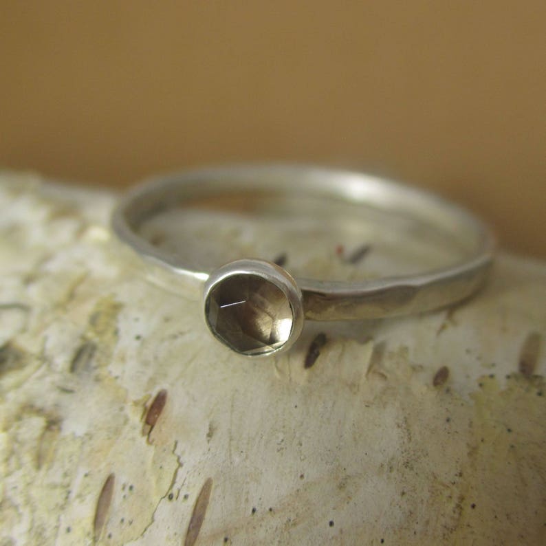 Simple Sterling and Fine Silver Smokey Quartz Ring image 6