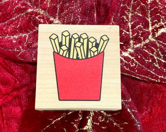 New French Fry, Stampabilities Rubber Stamp, Fast Food, Rare, Card Making, Scrapbook, Gift, Create, French Fries, Foodie, Hamburger - 1.75"