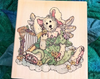 New Celeste...The Angel Rabbit ©The Boyds Collection LTD Wood Mounted Rubber Stamp, H21056, Boyd's Bears, Card Making, Scrapbook, 3" x 3"