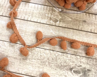 Rust Pom Pom Trim, Scrapbook, Card Making, Sew, Decor, DIY, Thanksgiving, Fringe, Edging, Acid & Lignin Free, Autumn, Fall, Leaf - .5" Wide