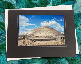 Pyramid of the Sun Fine Art Photography Card, Pyramid, Teotihuacán, Mexico, Ancient, Avenue of the Dead, Archaeology, Vacation - 7" x 5"