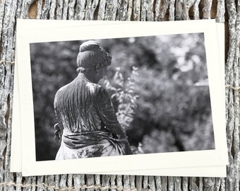 Regency Woman Looking Down Statue Fine Art Photography Note Card, Monument, Memorial, Art, Classic, Daughter, Love, Care, Thoughts - 7" x 5"