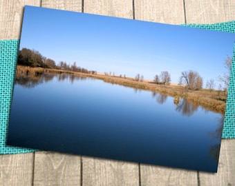 Prairie Lake Fine Art Photography Postcard, Southwest Minnesota, Nature, Outdoors, Postcrossing, Fall, Autumn, Harvest, Sky - 5.75" x 4.125"
