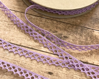 Purple Crochet Lace Ribbon, Trim, Edging, Border, Lavender, Delicate, Scrapbook, Card Making, Easter, Upholstery, Baby Shower - .375" Wide