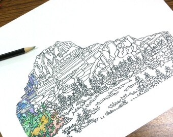 Glacier National Park Coloring Page: Logan Pass, Montana (PDF, JPG)