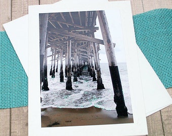 Glitter Accent Under The Boardwalk Fine Art Photography Note Card, Newport Beach, Ocean, Water, California, Salt Life, Shore, Wave - 5" x 7"