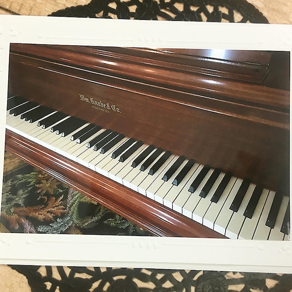 Vintage Piano Fine Art Photography Card, Keys, History, Antebellum Mansion, Birmingham, Alabama, Music, Classic, Musician, Ivory - 7" x 5"