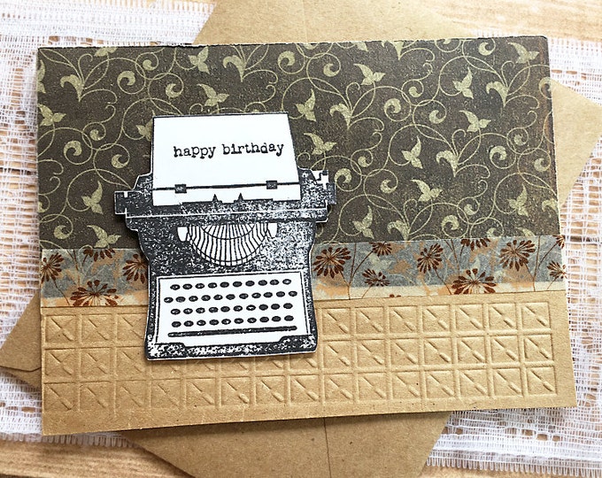 Vintage Typewriter Birthday Card Textured Layers Year Etsy