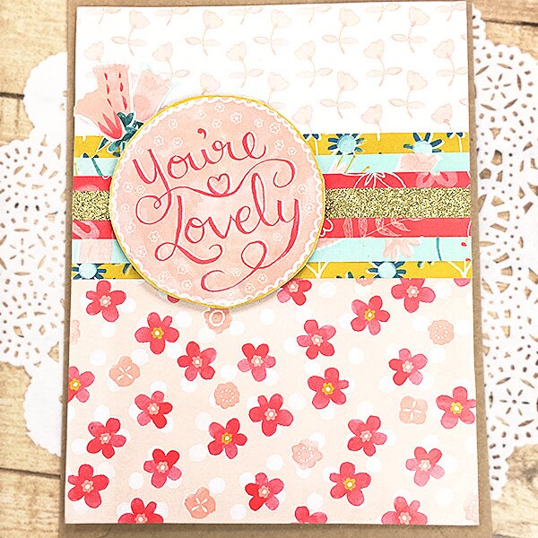 You're Lovely Greeting, Note Card, Sweet, Sparkle, Friend, Love, Romance, Appreciation, Charm, Flowers, Mother's Day, Spouse, Care - 5"x6.5"