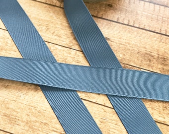 Antique Blue Grosgrain Ribbon, Trim, Edging, Embellishment, Sew, Scrapbook, Card Making, Craft, Home Decor, DIY, Grandpa, Dad - .875" Wide