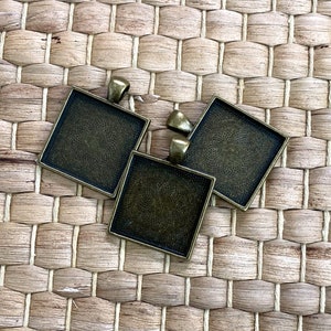 Base & Bling Square or Rectangle, Faux Antiqued Gold or Faux Antiqued Silver Pendants, Jewelry Making, Close to my Heart, Rare, Hard to Find Gold Square