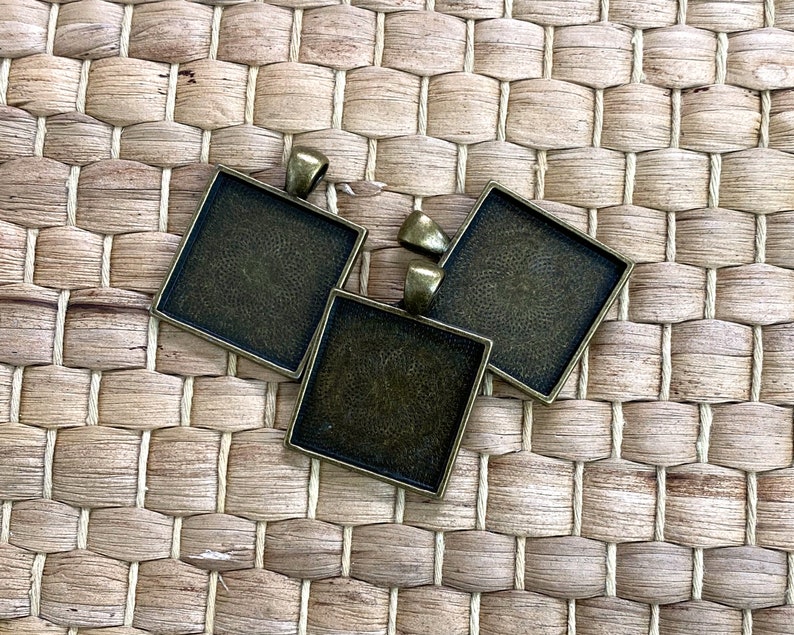 Base & Bling Square or Rectangle, Faux Antiqued Gold or Faux Antiqued Silver Pendants, Jewelry Making, Close to my Heart, Rare, Hard to Find Gold Square