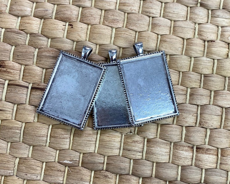 Base & Bling Square or Rectangle, Faux Antiqued Gold or Faux Antiqued Silver Pendants, Jewelry Making, Close to my Heart, Rare, Hard to Find Silver Rectangle