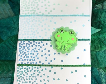 Thank You Interactive Frog on a Lily Pad Greeting Card, Action, Wiggle, Wobble, Child, Family, Friend, Grateful, Appreciation - 5" x 6.5"