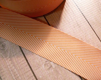 Orange & White Chevron Ribbon, Fall, Autumn, Halloween Crafts, Decor, Summer, Baby Shower, Pumpkin, Carrot, Tangerine, Sew, Baby - 1.5" wide