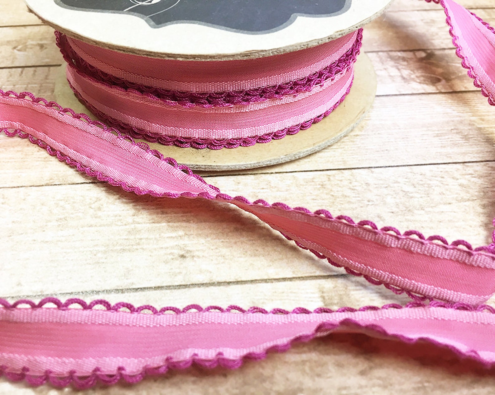 Pink Scalloped String Edging Ribbon, Sew, Scrapbook, Card Making, Quilt ...