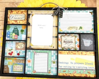 Recipe Shadowbox, Chef, Cook, Mom, Grandmother, Aunt, Sister, Kitchen, Gift, Love, Sweet, Frame, Cooking Utensils, Recipe Cards -15.5 x11.5"