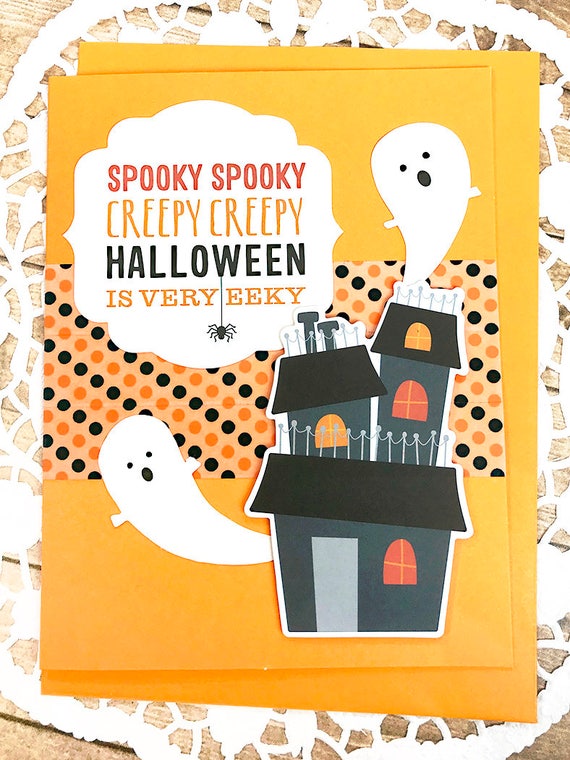 Halloween Is Very Eeky Greeting Note Card Ghosts Haunted Etsy