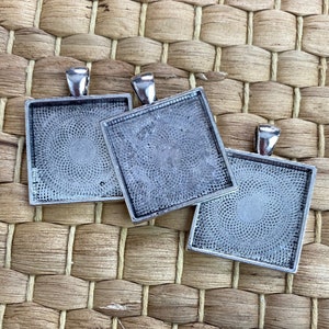 Base & Bling Square or Rectangle, Faux Antiqued Gold or Faux Antiqued Silver Pendants, Jewelry Making, Close to my Heart, Rare, Hard to Find Silver Square