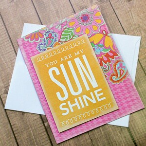 You Are My Sunshine Houndtooth Note Card, Verjaardag, Liefde, Vriendschap, Ik denk aan jou, Vrolijk, Miss You, Off to College - 4.25" x 5.5"