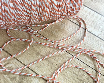 Thick Orange & White Baker's Twine, String, Craft Supply, Scrapbook, Card-making, Home Decor, Wedding, Easter, Wrapping, Halloween, Candy