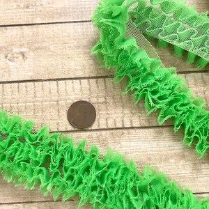 Neon Green Ruffles Ribbon, Halloween, Spring, Summer, Christmas, Decor, Craft Supply, Scrapbook, St Paddy's Day, Favorite Color 1.5 width image 3