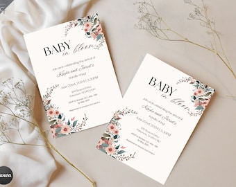 Baby In Bloom Invitation Baby Shower Invitation Summer Spring Floral Baby Shower Digital Baby Shower Invite Canva Template