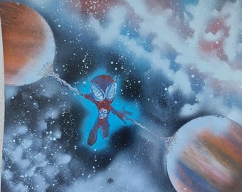 Custom Spider-Man Painting , A3 Size, Art, Painting, Planets, Stars, Spiderman, Galactic, Acrylic painting, Universe, Hand painted, Original