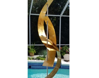 Gold Maritime Massive Metal Art Sculpture - Stunning Indoor & Outdoor Metal Yard Art, Garden Sculpture by Jon Allen