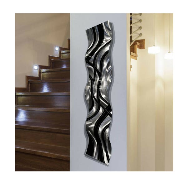 Metal Wall Art, 3D Wall Sculpture Wall Hanging, Modern Metal Art Abstract Office Decor - Crossroads Wave by Jon Allen