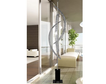 Metal Sculpture, Indoor Outdoor Art, Abstract Garden Decor Large Yard Sculpture Modern Metal Art - Silver Centinal by Jon Allen