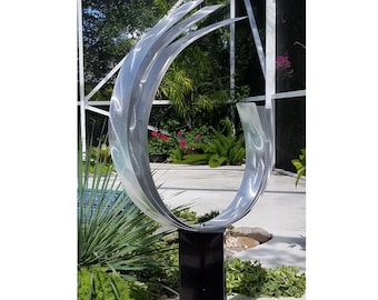 Modern Metal Sculpture, Abstract Indoor Outdoor Art, Contemporary Garden Decor Large Metal Yard Art - Triple C by Jon Allen