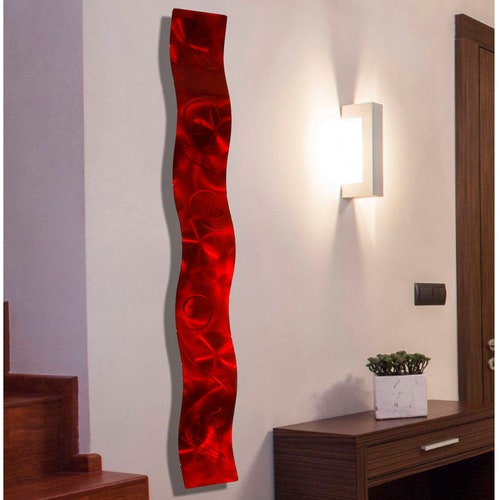 Red Metal Wall Art Indoor Outdoor Art Abstract Wall Etsy