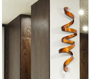 Statements2000 Metal Wall Twist - Modern Luxury Metal Wall Décor Living Room Bedroom Office - Abstract 3d Wall Sculpture – Copper