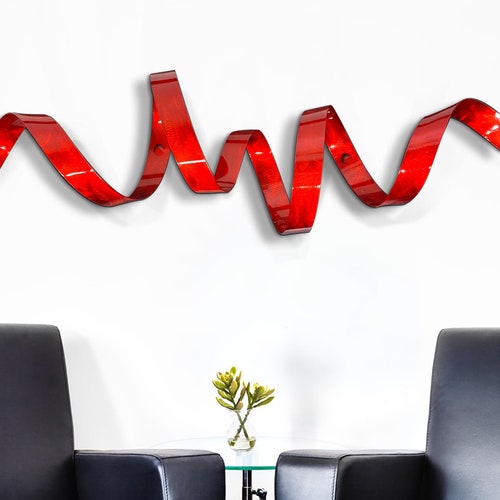 Red Metal Wall Art Indoor Outdoor Art Abstract Wall Etsy