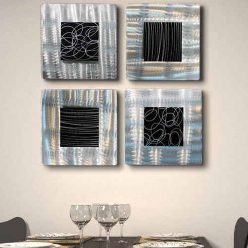 Silver & Black Metal Wall Art Large Wall Art Abstract 3D Etsy