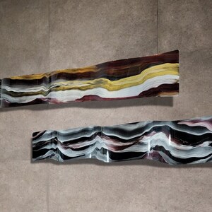 Abstract Wave Art Painting, Multicolor Metal Artwork, 46 x 6 x 2 Set of Two Metal Art, Contemporary Art by Jon Allen WAV 405 image 1
